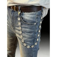 Sparkly Crystal Square Pants Chain Gold Plated Rhinestone Jean Chain Punk Hip Hop Wallet pendant