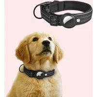 AirTag Dog Collar Reflective Dog Collar Padded Dog Collars AirTag Holder Case Adjustable Pet Collar for Small Medium Large Dogs