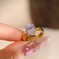 Classic design Trendy Simple Style Purple Gemstone Ring Light Luxury Exquisite Rings for women Party Wedding Fine Jewelry
