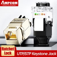 AMPCOM CAT7A CAT7 CAT6A CAT6 RJ45 Keystone Jack, Ratchet Lock STP Toolless Modular Coupler Zinc Alloy Module Jacks 10Gbps