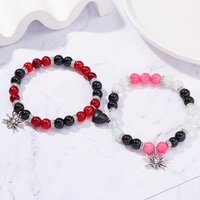 2 Pcs Halloween Spider Couple Bracelets For Women Men Heart Magnetic Matching Bangles Stone Crystal Beads Bracelets Jewelry K