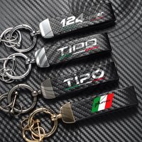 For Fiat 124 Spider Punto Tipo Abarth Logo Emblem Car Carbon Fiber Leather Zinc Alloy Keychain Microfiber Key Chain Accessories