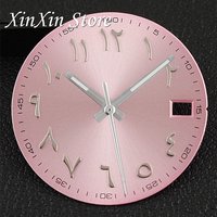 Pink Colour Arabic NH35 28.5MM Sunburst Watch Dial Arabic Numeral Watch Faces With NH35 Watch Hands For NH35 NH36 4R 7S Movement image 4