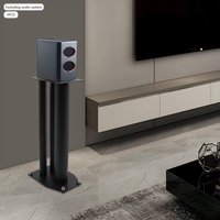 Schwarzes Audio-Equipment-Stützgestell für 20-50 kg Traglast, 60 cm hohe, freistehende Lautsprecherständer (Paar), moderner Bodenlautsprecherhalter aus pulverbeschichtetem Eisen, 11,4 kg
