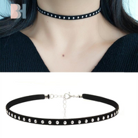 Punk Sweet Rivets Black Choker Clavicle Chain Collar Necklace Accessories For Women Gift B.H