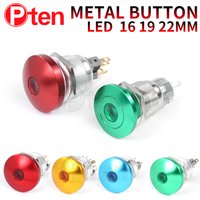 1PCS Led Push Button Switch 16 19 22mm Metal Mushroom Head Press Big Red Green Waterproof Self-reset Self-lockingcar switch Led