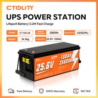 CTOLITY 25.6V LiFePO4 Battery 2560Wh Rechargeable Batteries 4000+ Cycle 100A BMS For RV Boat Solar Generator CT100-25 Fish Finde