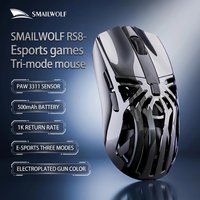 Nouvelle souris sans fil SMAILWOLF RS8 2026, Bluetooth, trois modes, pour jeux sur ordinateur portable, PAW3311, 1KHZ, forme d'araignée, pour les grandes mains