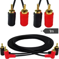 90 Degree 2RCA Cable, 2-Male to 2-Male RCA Audio Stereo Subwoofer Cable Audio Cord Cable 1m