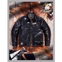 LNY Shop Top.Mens Classic Rider luxury leather coat.Heavy uncoated calfskin jacket.Cool 1930S tanned cowhide cloth.Vintage