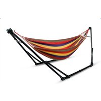 Two Person Adjustable Double Hammock Outdoor Camping Space Saving Folding Steel Stand Cotton Hammock Anti-rollover קמפינג