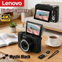 Lenovo 50MP Digital Camera for Photography 4K 16X Zoom Vintage Vlog Video Recorder for YouTube 180° Flip Screen Selfie Gifts