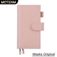 Moterm Pebbled Leather Original Weeks Cover for Hobonichi and Skinny Mini Happy Planner with Back Pocket and Double Clasps Diary