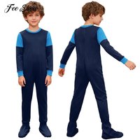 Kids Boys Girls Special Needs Adaptive Jumpsuit Long Sleeve Anti-Strip Back Zipper Romper for Daily School Home Sleep Wear