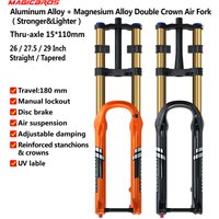 MAGICBROS MTB Dual Crown Air Suspension Fork 36MM Tube Thru-axle 15*110mm 27.5 29 MTB Mountain Bike Double Crown Fork