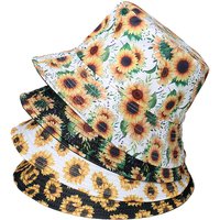 Fashion Women Sunflower Print Cotton Bucket Hats Spring Summer Girl Lady Outdoor Panama Fisherman Cap Hat For Women DropShipping
