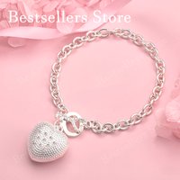925 sterling silver 8-inch exquisite heart-shaped hollow bracelet, fashionable women's party wedding accessories, jewelry gifts