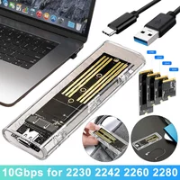 M.2 NGFF SATA Typ C USB 3.1 Festplattenbox 10 Gbit/s Transparentes externes SSD-Gehäuse Festplattengehäuse für 2230/2242/2260/2280