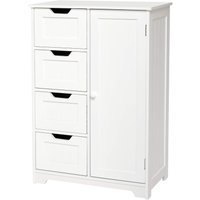 Bathroom Storage Cabinet with 4 Drawers 1 Door Adjustable Partition Wooden Modern Style for Bathroom, 56 x 30 x 82.5 cm L x W x