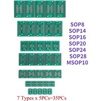 35PCS/Lot PCB SMD Turn To DIP Adapter Converter (7 Kinds) Protoboard SOP8 MSOP10 SOP14 SOP16 SOP20 SOP24 SOP28 DIY Electronic