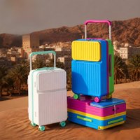 Durable Travel Suitcase Women's 20 Inch Carry-On Bag with Wide Pull Rod Hard Lightweight Rock Fashion Rolling Luggage image 4