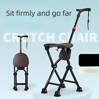 Foldable Cane Chair for Seniors 4 Leg Walking Stick with Seat Lightweight Portable Anti Slip Mobility Aid Seat Cane for Elderly