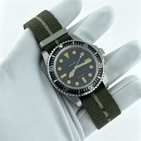 NEW 39.5mm Diver Retro Watch Sapphire Glass Milsubmariner Men Watch NH35/NH36 Automatic Milsub Vintage Watches Nylon Watch Strap
