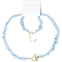 AliExpress vinswet Irregular Aquamarines Necklace Gravel Natural Stone Green Aventurine Chip Beads Necklace Bracelets For Women Men Chain Jewelry