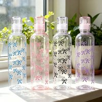 Bow Pattern Transparent Water Bottle, High Appearance Level Design,Multi-use for Juice, Coffee and Drinking Water, Trendy School