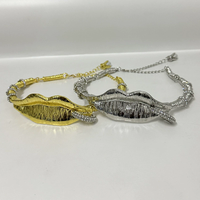 Premium Touch Lip Texture Rhinestone Collar Light Luxury Chic Dinner Necklace Ladies Elegant Jewelry Accessories