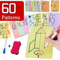 Kids Symmetrical Drawing Toy Cartoon Lattice Writing Board Reusable Pen Control Fine Motor Skill Educational Toys