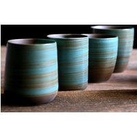 Hand-Painted Rustic Ceramic Tea Coffee Mug - Kiln-Transformed Vintage Cups for Home Office Bulk Coarse Clay Cups Dishwasher Safe