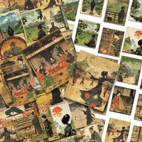 50pcs Ukiyoe Woodcut Portrait Stickers Decals For Phone Scrapbook Laptop Guitar DIY Vintage Aesthetic Stickers Creative Gifts