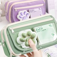 Cute Cat Paw Pencil Case With A Stress-relief Cat Paw Stationery Bag Back To School Kawaii 9-layer Pencil Pouch Office Supplies