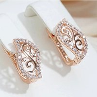 Elegant Handmade Inlaid Synthetic Zirconia Hollowed Hoop Earrings for Women Fashion Exquisite Banquet Wedding Engagement Jewelry