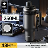 Large Tumbler Ceramic Inner with Handle Straw Cold Insulated Water Bottle Car Cup Multipurpose Fitness