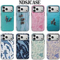 Ocean Life Shark Sea Otter Phone Case for iPhone 17 16 15 14 13 12 11 X XS XR Air Pro Max Plus Luxury Double-layer Back Cover