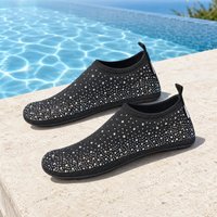 River Tracing Shoes Women’s Barefoot Water Shoes Rhinestone Mesh Slip-ons Breathable Quick-drying Sock Shoes for Beach Boating
