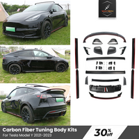 2023 Tuning Carbon Fiber Body Kit For Tesla Model Y Rear Spoiler Bumper Diffuser Side Skirt Front Lip Black Kit 2021-2023