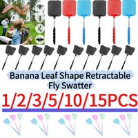 1/2/3/4/5/10/15PCS Creative Plant Shape Retractable Fly Swatter Lovely Banana Leaf Design Home Pest Control Tool