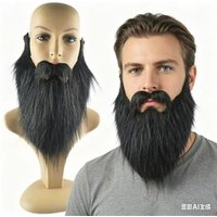 1PC Long Fluffy Fake Beard Cosplay Costume Props, Party Dress Up False Facial Hair for Halloween Christmas Stage Performance