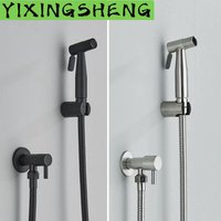 Black Single Cold Water Toilet Bidet Sprayer Faucet Bathroom Stainless Steel 304 Nickel Shower Bidet Wall Mounted Woman Cleaner