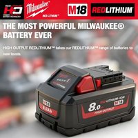 100% New Milwaukee M18 8.0Ah High Output Battery 18V Lithium-ion Rechargeable for Milwaukee M18 Cordless Power Tools