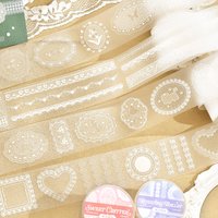 Mr.Paper 300cm/Roll Lace Waltz Glitter Sand Die-Cut PET Tape Vintage Lace Border for Journal Scrapbook Dairy Phone Case DIY Deco