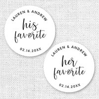 His and Her Favorite Personalized Stickers, Wedding Candy Favors, Favor Stickers, Custom Wedding Stickers, Invitation Seals