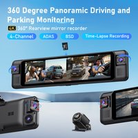 Adinkam V38 4CH 4K+1K+1K+1K Rearview Mirror Dash Cam 360° View ADAS BSD LCA WiFi 24H Parking Monitor Time-Lapse Car DVR