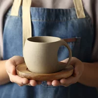 220ml Vintage Ceramic Cup Plate Set, Latte American Coffee Cups Tableware, Breakfast Milk Oat Beverage Mug, Tea Cup Decoration