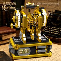 ENIGMA MACHINE Mechanical Cipher Decoder Model Kit Retro Typewriter Building Blocks Steam Punk Educational Toy Bricks for Kids G