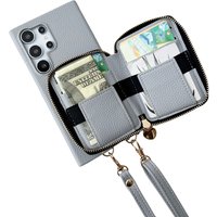 Crossbody Zipper Cards Solt Purse Case For Samsung Galaxy S26 S25 S24 Ultra S23 Plus S22 A37 A57 A35 A55 Litchi Lanyard Cover