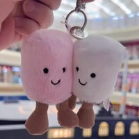 Cotton cat plush toy, marshmallow design, dual-color, cute and soft, keychain, bag charm, accessory, wristlet, holiday